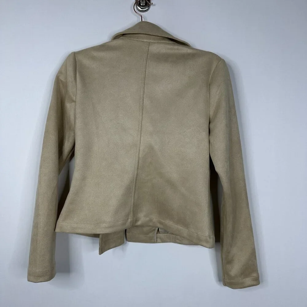 NWT White House Black Market Faux Suede Moto Jacket Irish Cream 0 #WHBM60
